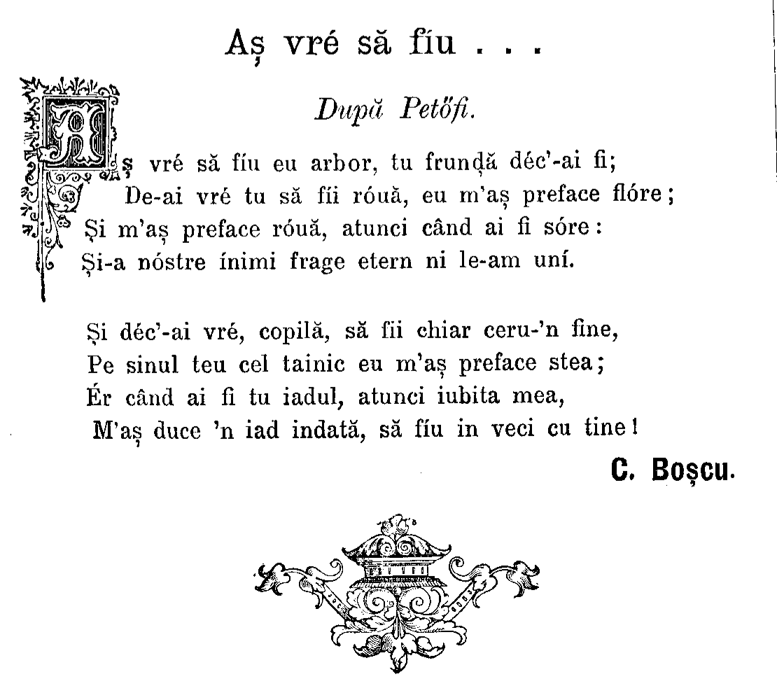 „Aș vrea să fiu…" — „Familia", anul XX, nr. 47, semnat C. Boșcu