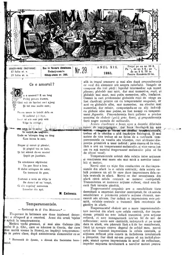 „Ce e amorul?” — «Familia», 1883
